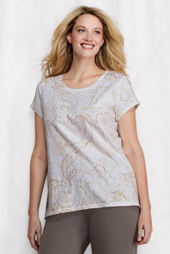 Women's Short Sleeve Slub Jersey Printed Tee