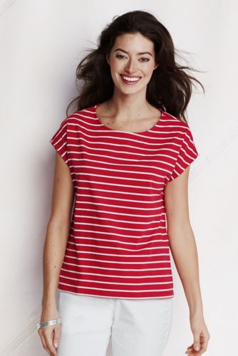 NQP Women's Short Sleeve Stripe Lightweight Jersey Dolman Tee