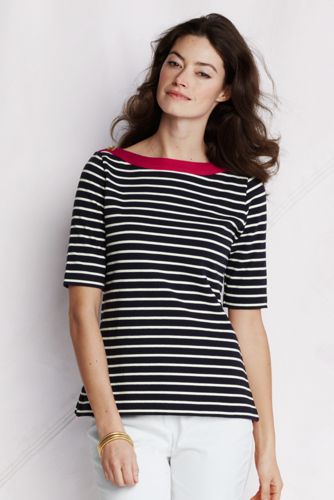 Women's Button Boatneck Sailor Tee