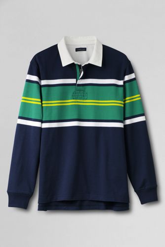 Men's Long Sleeve Stripe Zip Rugby