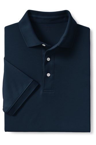 【ランズエンド LANDS' END】メンズ・スーピマ・インターロック・ポロ／無地／半袖/XXL/ブルー