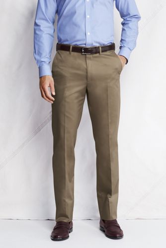 Men's Plain Front Traditional Fit Comfort Waist No Iron Dress Twill Trousers