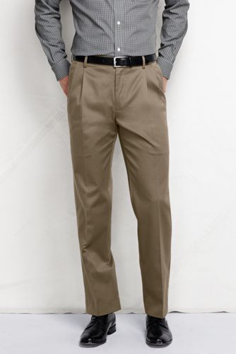 Men's Pleat Front Traditional Fit No Iron Dress Twill Trousers