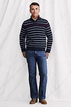 Stripe Cotton Button Mock Sweater 428125: Classic Navy