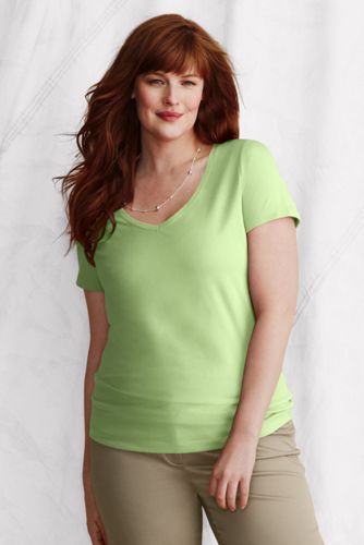 Women's Plus Short Sleeve Cotton/Modal V-neck Tee 