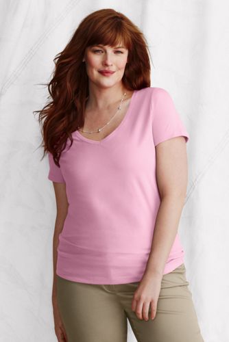 Women's Plus Short Sleeve Cotton/Modal V-neck Tee 