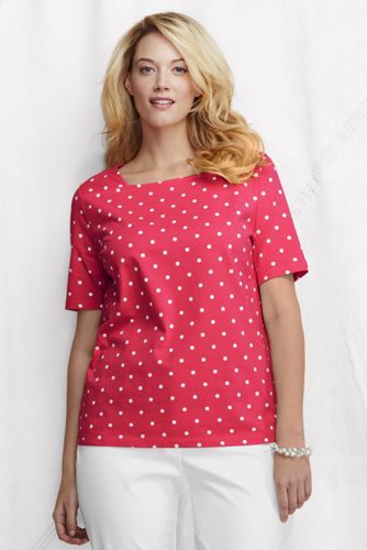 Women's Plus Size Elbow Sleeve Pattern Squareneck Top