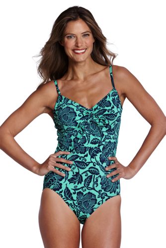 Women's Beach Living Bardot Floral Scoopneck One Piece Swimsuit with Tummy Control