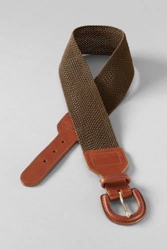 Women's Wide Nylon and Leather Dress Belt