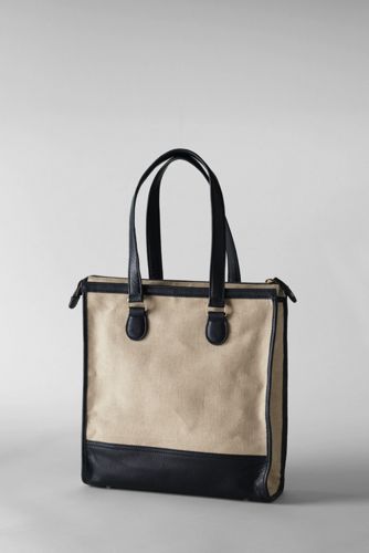 Women's Linen and Leather Tote