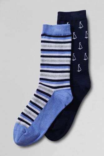 Women's Sailboat Stripe Cotton Blend Ankle Sock  (2-pack)