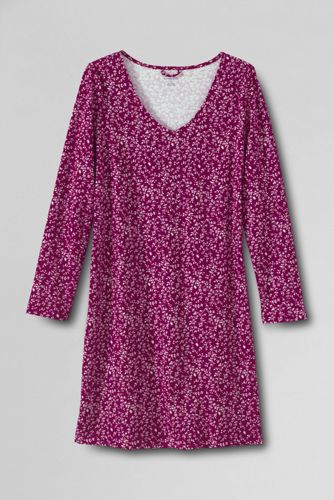 Women's Long Sleeve Print Cotton Knee-length Sleep-T