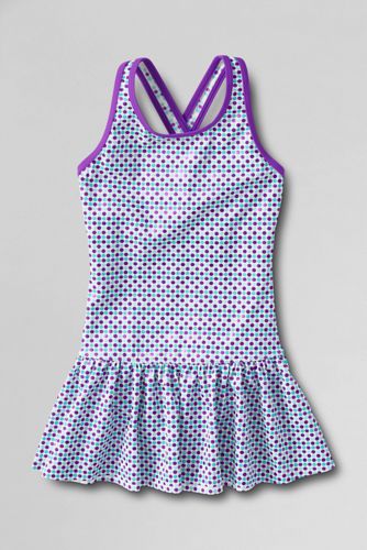Girls' Smart Swim Pattern Skirted One Piece Swimsuit