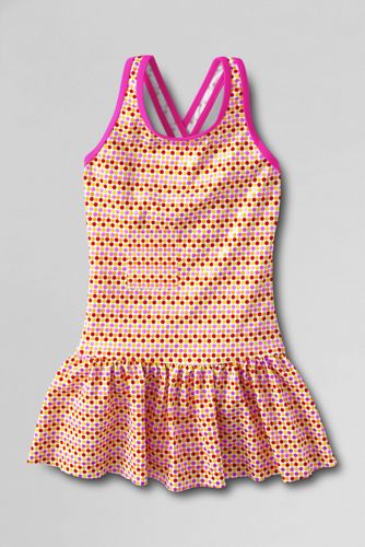 Girls' Smart Swim Pattern Skirted One Piece Swimsuit