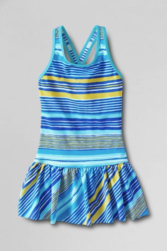 Girls' Smart Swim Pattern Skirted One Piece Swimsuit