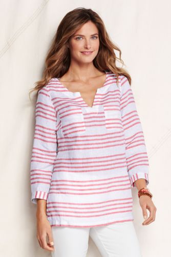 Women's Bracelet Sleeve Pattern 2-pocket Linen Tunic