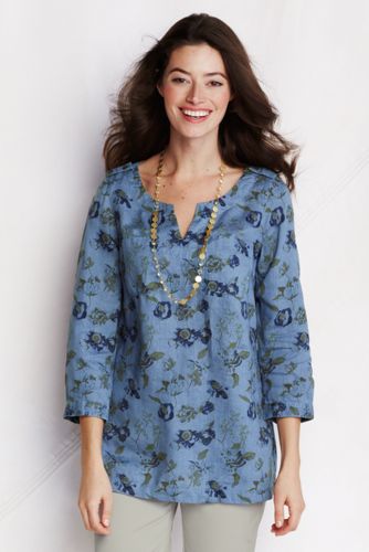 Women's Bracelet Sleeve Pattern 2-pocket Linen Tunic