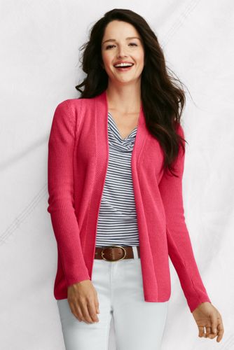 Women's Long Sleeve Linen Cotton Shaker Drape Cardigan