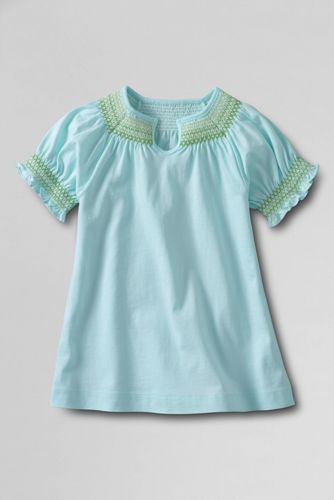 Girls' Smocked Neck T-shirt