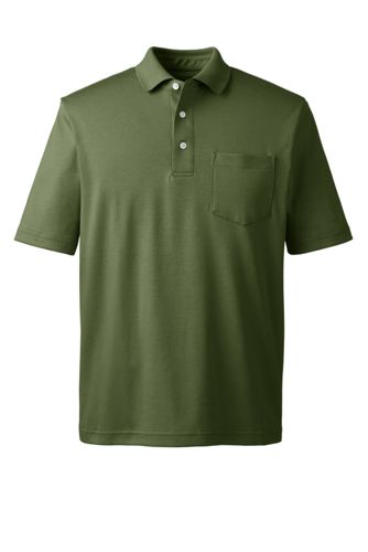 【ランズエンド LANDS' END】メンズ・スーピマ・インターロック・ポロ/無地/半袖/ポケット付き ランズエンド