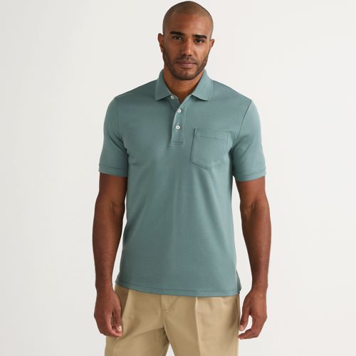 Men's Short Sleeve Cotton Supima Polo Shirt with Pocket | Lands' End