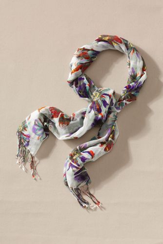 Women's Floral Cotton Voile Scarf