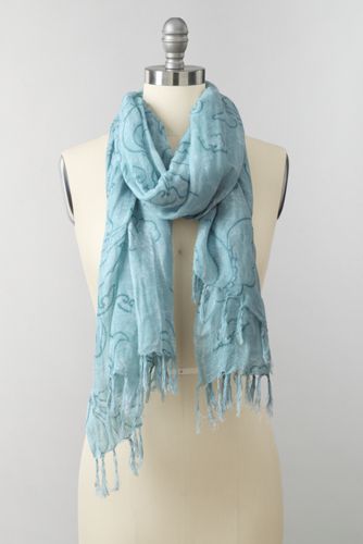  Women's Linen Blend Watercolour Paisley Scarf 