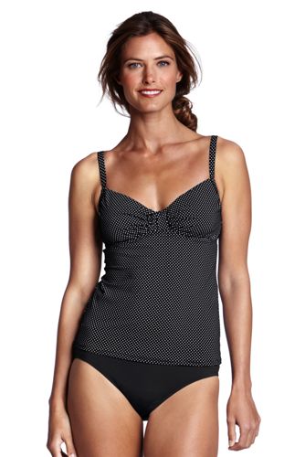 Women's Beach Living Mini Dot Shirred Tankini Top