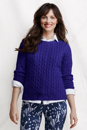 Women's Long Sleeve Drifter Cable Crew Sweater