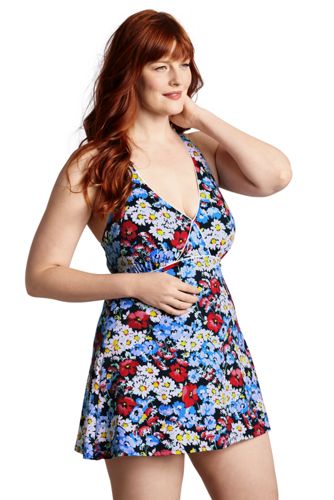 Women's Plus Size Seaside Resort Daisy Swimdress