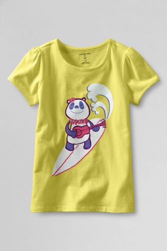 Girls' Short Sleeve Picot Edge Surf Panda Graphic T-shirt