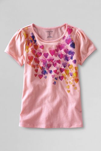 Girls' Short Sleeve Picot Edge Falling Hearts Graphic T-shirt