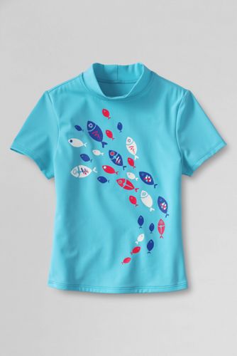 Girls' Short Sleeve Schooling Fish Mock Rash Guard