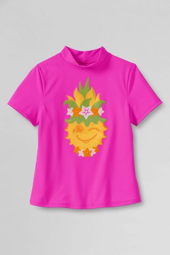 Girls' Short Sleeve Tropical Pineapple Mock Rash Guard