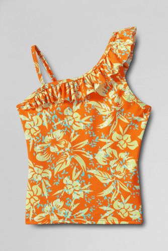 Girls' Hula Splash Ruffle Shoulder Tankini Top