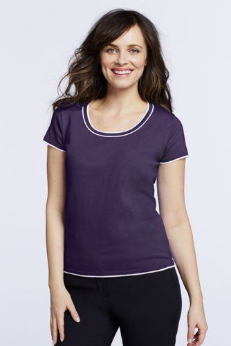 Women's Cap Sleeve Tipped Fine Gauge Sweater