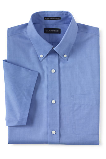 Men's Regular Traditional Fit Short Sleeve Buttondown No Iron Pinpoint Shirt - Light French Blue
