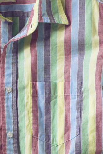 Men's Short Sleeve Rainbow Striped Poplin Shirt