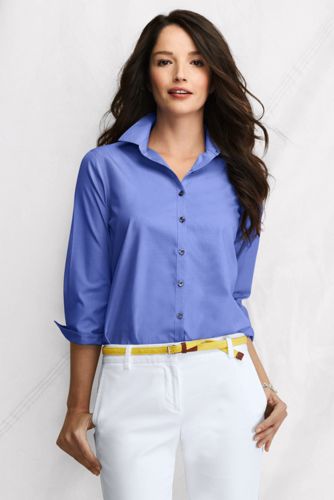 Klassische Supima Bügelleicht-Bluse mit 3/4-Ärmeln für Damen