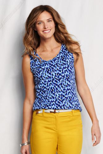 Women's Print Lightweight Cotton Modal Scalloped Shell