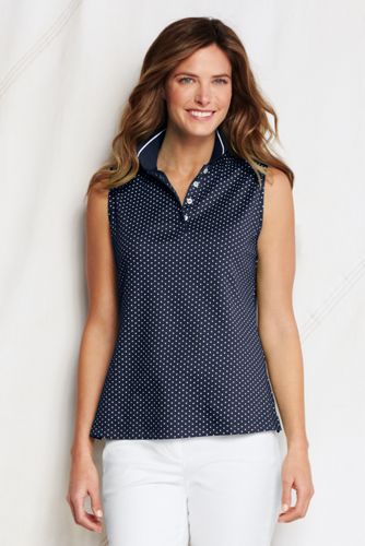 &Auml;rmelloses gepunktetes Pima-Polo f&uuml;r Damen