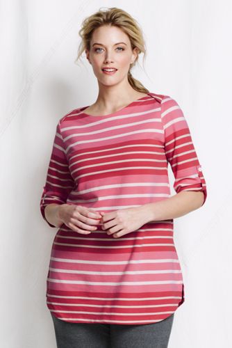 Women's Elbow Sleeve Stripe Starfish Terry Boatneck Top