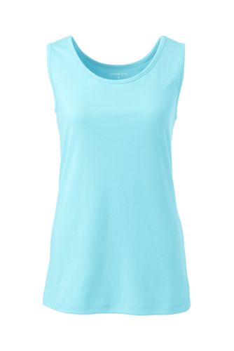 【ランズエンド LANDS' END】レディス・コットン・インターロック・タンクトップ／無地/XL/グリーン