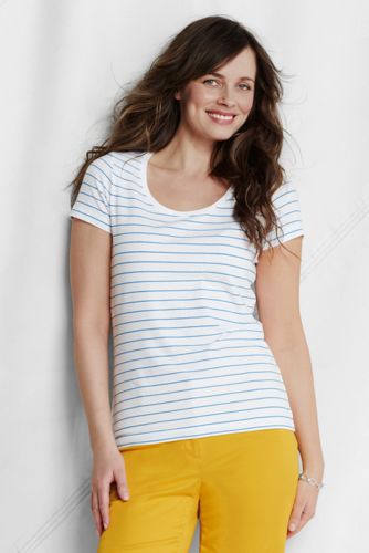 Women's Short Sleeve Stripe Cotton-modal Scoop Neck Tee