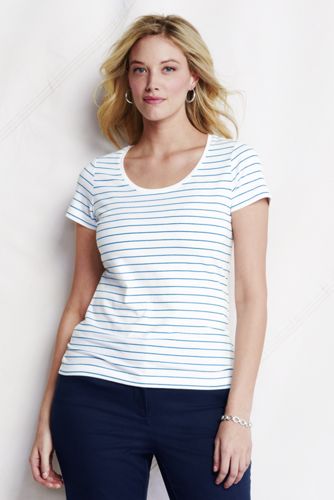 Women's Plus Short Sleeve Stripe Cotton-modal Scoop Neck Tee