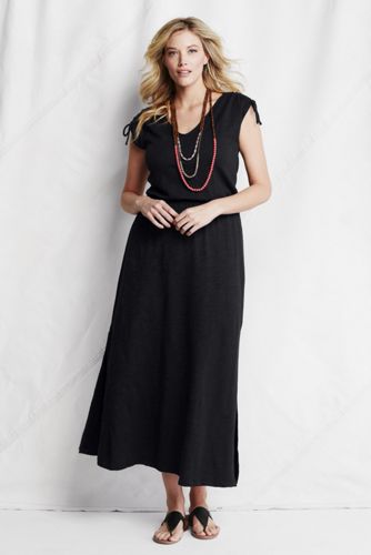 Women's Slub French Terry Tie Shoulder Maxi Dress