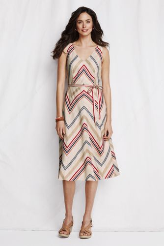 Women's V-neck Stripe Linen Dress