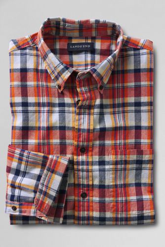 Men's Long Sleeve Cadmium Orange Madras Shirt