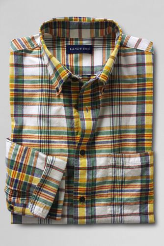 Men's Long Sleeve Light Emerald Madras Shirt