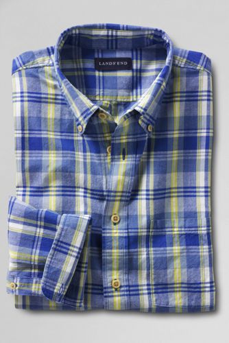 Men's Long Sleeve Retro Blue Madras Shirt